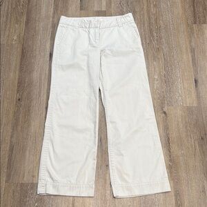 J. Crew Size 6 Cream Wide Leg Chino Pants